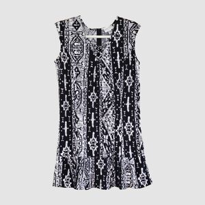Bisou Bisou Monochrome Patterned Mini Dress Size M Bohochic